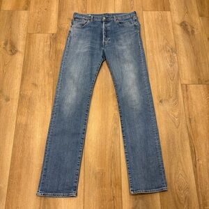 🌟LEVI'S🌟 MENS CLASSIC 501 RED TAB STRETCH JEANS BLUE WASH 33 X 34